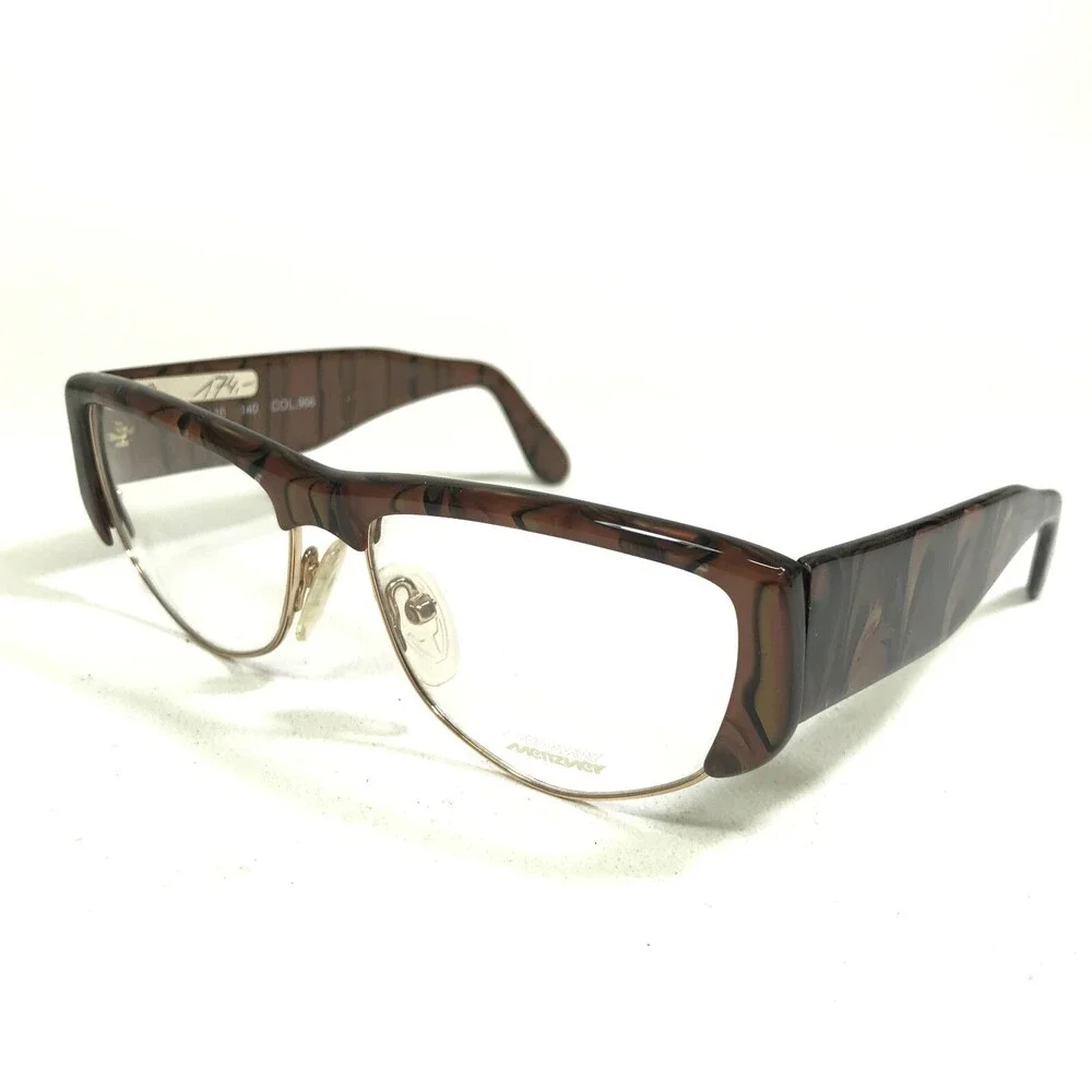Vintage Meitzner Eyeglasses Frames OVADA COL.966 Brown Gold Oversized 55-16-140